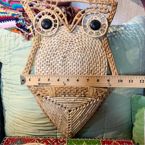 70s Rattan Owl Trivet Set - Picture 4 of 6